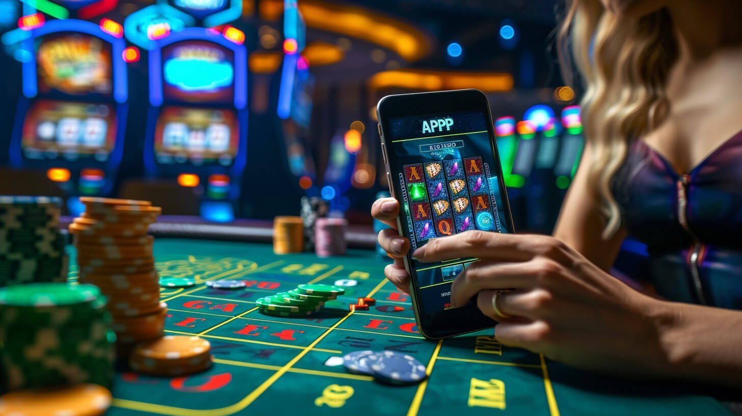 Pengguna jet77 menikmati hiburan taruhan online dengan perangkat mobile di suasana modern